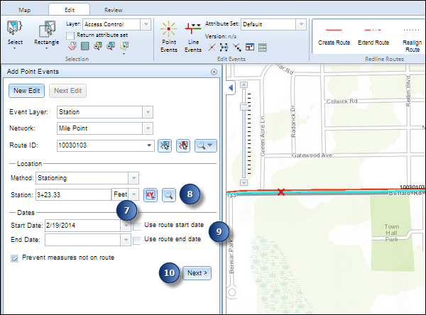 Adding point events using stationing